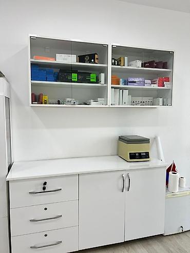 divan ofis: Estetik/ofis mebeli dəsti - Material: ağ MDF/LDSP, parlaq səth, metal — 1