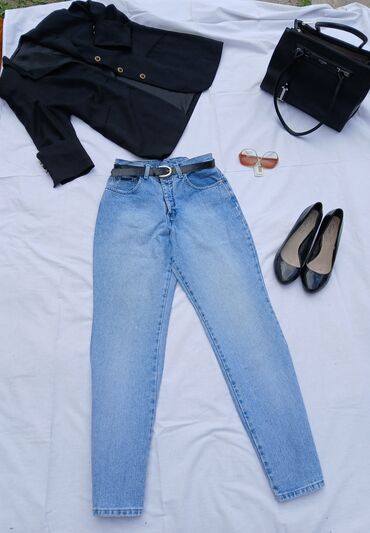 zenske pantalone od lana: Jeans, High rise, Straight
