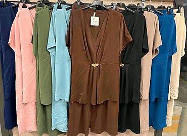 braon baletanke: Komplet tunila i široke pantalone. - Kroj: bluza sa V-izrezom,kratkim — 6