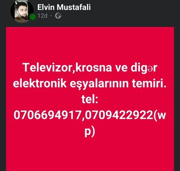 santral elektrik dernegul: Telefon temiri yoxdur bizde,Tv,krosna ve digər elektronik məisət