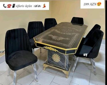 Sifarişlə masa və oturacaq dəstləri: Dördbucaq masa, Qonaq otağı üçün, Digər adam sayı, Zəmanətsiz — 11