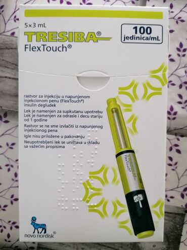 Medicinski proizvodi: Insulin Tresiba FlexTouch - kutija od 5 penova 2000 dinara. U roku do