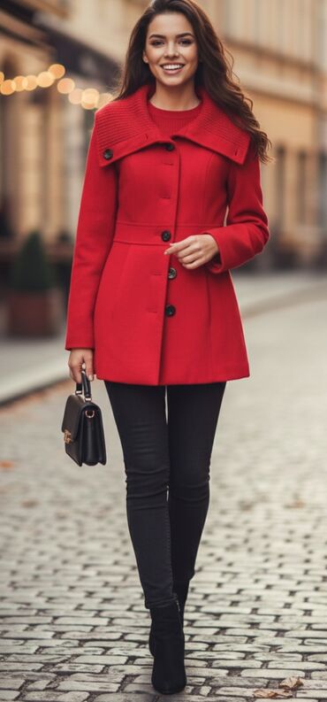 Kaputi: 2 kaputa ženska vl L -Tally Weijl ženski kaput – crveni malo nošen — 1