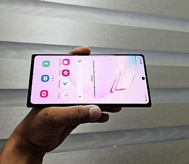 note 14: Samsung Note 10 Plus, Б/у, 256 ГБ, цвет - Черный, 2 SIM — 1