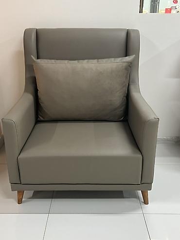 ev mebeli: Modern tərzli tək nəfərlik kreslo - Rəng: boz-qəhvəyi (taupe) ton - — 3