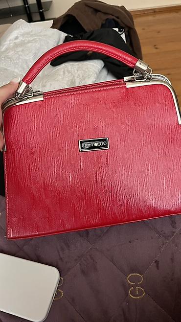 mango çanta: Qırmızı əl çantası – “Jimmy Choo” loqolu - Rəng: parlaq qırmızı - — 3