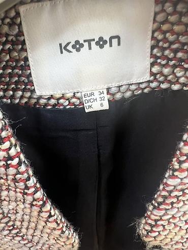 meta eynək: Koton qadın jaketi - Model: qısa, açıq önlü (qapamasız) bouclé/tweed — 3