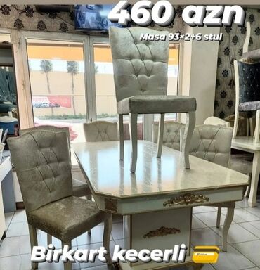 kafe üçün stol stul: Qonaq otağı üçün, Yeni, Açılmayan, Dördbucaq masa, 6 stul, Azərbaycan