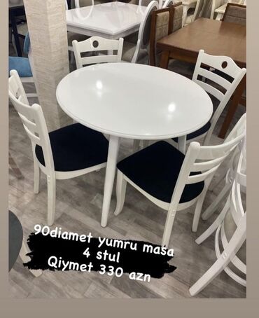 metbex stol ve stullari: Mətbəx üçün, Yeni, Açılmayan, Yumru masa, 4 stul