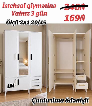 Üç qapılı laminat şkaf – yüksək keyfiyyət, səmərəli qiymət, yalnız 3