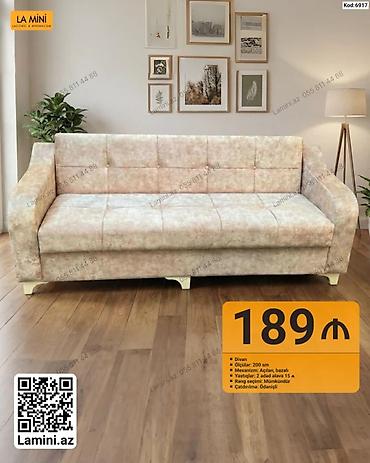 La Mini – Divan (Kod: 6917) - Ölçü: 200 sm - Mexanizm: Açılan, bazalı