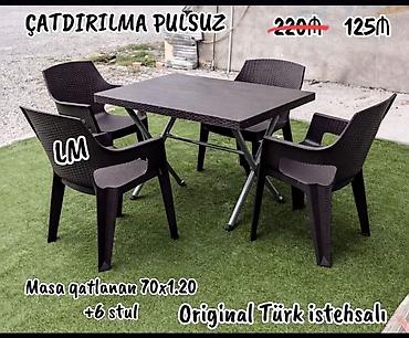 masa satisi: Yeni Plastik masa dəsti📌 _*Türk istehsalı masa+4STUL*_ 📌 *Qiymət — 1