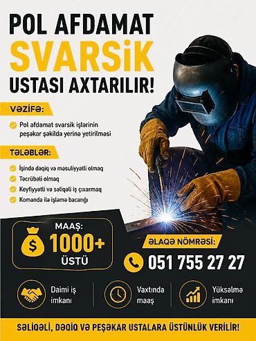 qazel tac: Svarsik Ustası axtarılır, Tam əlaqə üçün - 0517552727 Maiş - 1000 azn — 1