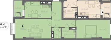 дома из контейнеров в бишкеке под ключ: 2 комнаты, 66 м², Элитка, 7 этаж, ПСО (под самоотделку)