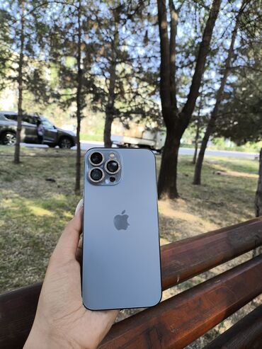 Apple iPhone: IPhone 13 Pro Max, Б/у, 256 ГБ, Sierra Blue, Зарядное устройство, Защитное стекло, Чехол, 77 %