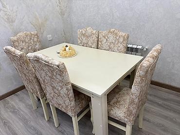 Masalar və oturacaqlar: Qonaq otağı üçün, Yeni, Açılmayan, Dördbucaq masa, 6 stul — 2