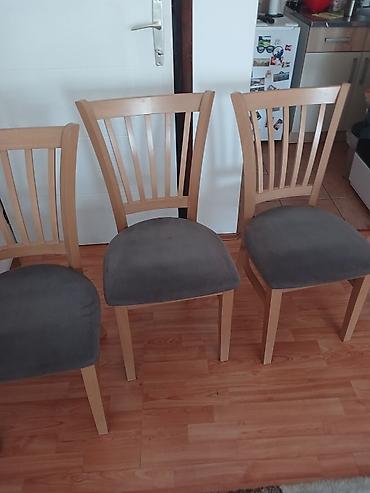 nameštaj m: Drvene trpezarijske stolice – set - Materijal: masivno drvo u svetlom — 3