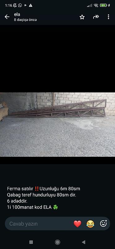kohnə sifer: Ferma konstruksiyaları satılır. - Növ: metal truss (ferma) karkas - — 1
