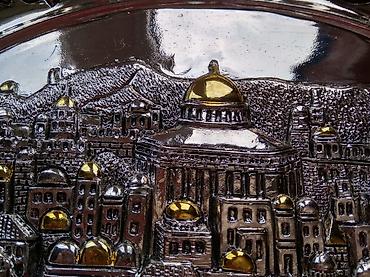 адресная табличка: Винтажное настенное блюдо «Jerusalem» с серебряным покрытием.И — 5