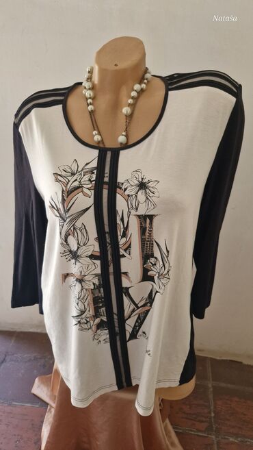 bluze na preklop: Gerry Weber, XL (EU 42), Cotton, Floral, Print, color - White