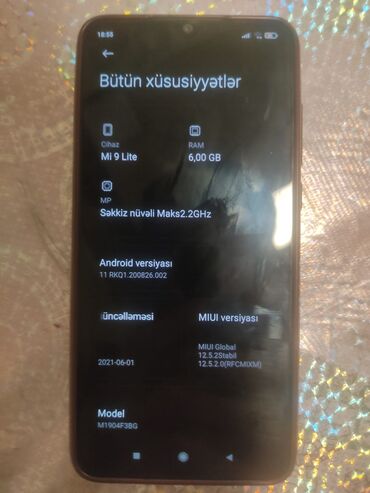 Tulumlar: Xiaomi Mi 9 Lite, 128 GB, 
 Barmaq izi
