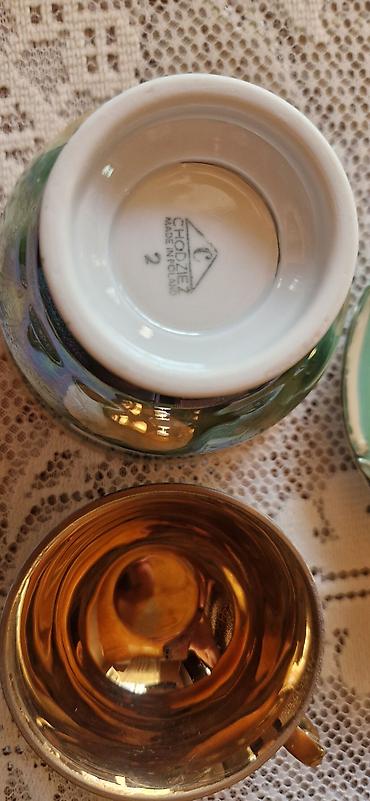 sud ceken: Çay dəsti, rəng - Yaşıl, Farfor, Polşa — 4