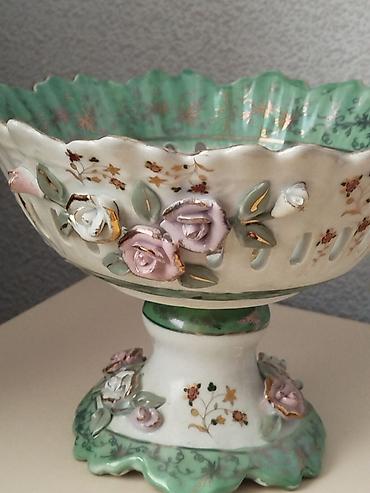 Qab-qacaq və mətbəx ləvazimatları: Porcelian ayaqlı meyvə/qənnadı qabı – Ering Fine Porcelain, Original — 3