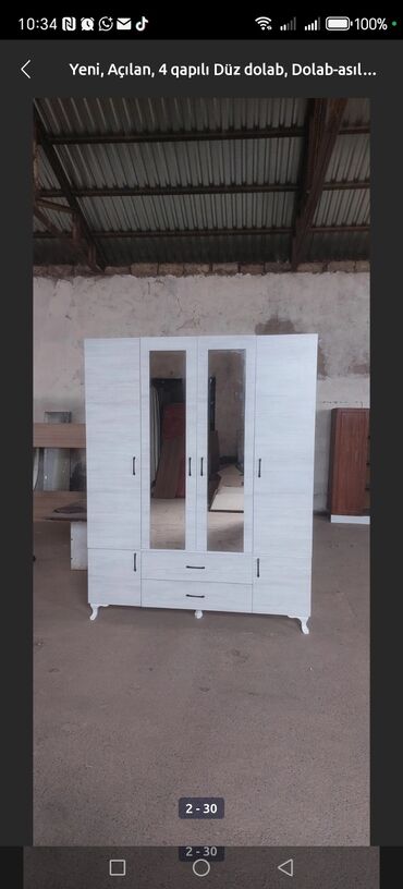 Dolablar: Açılan, 4 qapılı Düz dolab, Qarderob, paltar dolabı — 20