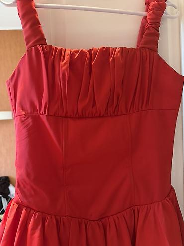 vecerni donlar: Qırmızı mini dona - Model: qısa, A-kəsim ətəkli mini don - Rəng — 2