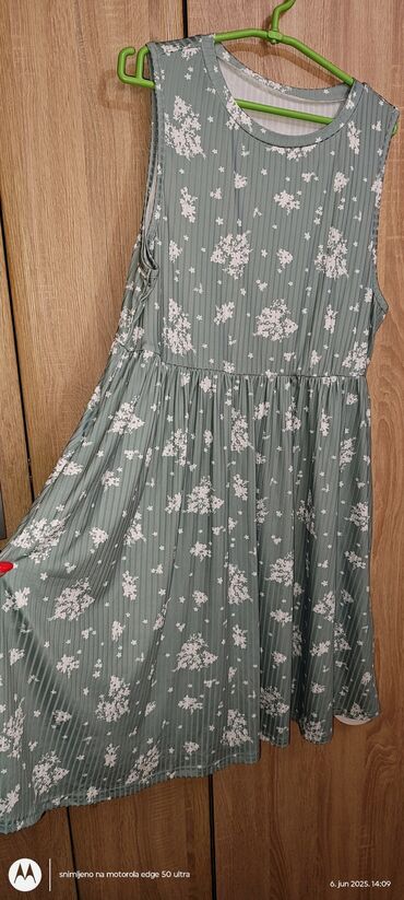 leprsave duge haljine: 2XL (EU 44), color - Green, Oversize, Without sleeves