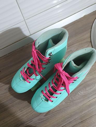 Roleri i rolšue: Rolsule - Boja čizme: mint/tirkizna - Pertle: jarko roze - Visoka — 7