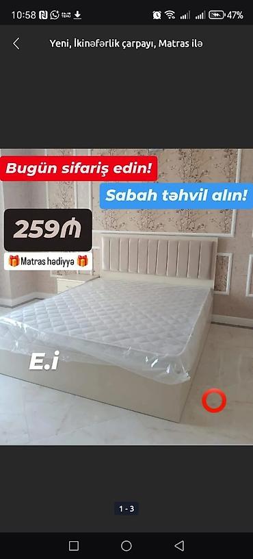 Çarpayılar: İki nəfərlik yataq çarpayısı – matrassız ölçü 160x200 sm - Komplekt — 2