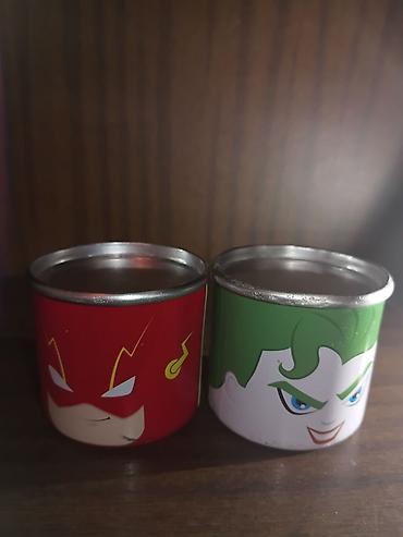 mini drel satilir: Superqəhrəman temalı iki ədəd metal şam qabı/dolma stəkan. - Dizayn — 1