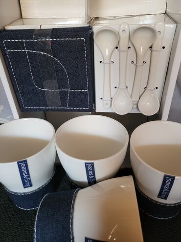 Kuhinjski setovi: Solje nove za kafu,caj Jeans - Living komplet. Solje sa porcelanskim — 4