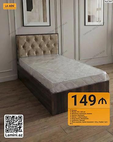 Ev və bağ: Çarpayı – tək nəfərlik - Ölçü: 90 x 200 sm - Mexanizm: Açılmayan — 1