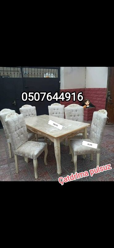 Masa və oturacaq dəstləri: Qonaq otağı üçün, Yeni, Açılmayan, Dördbucaq masa, 6 stul -da lalafo.az — 5 Masa və oturacaq dəstləri: Qonaq otağı üçün, Yeni, Açılmayan, Dördbucaq masa, 6 stul — 5