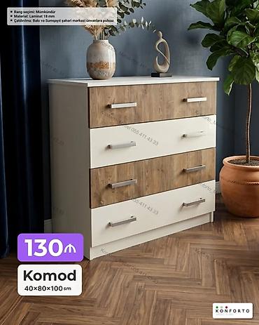 Komod – müasir dizaynlı, 4 çekmecəli - Ölçülər: 40 × 80 × 100 sm -