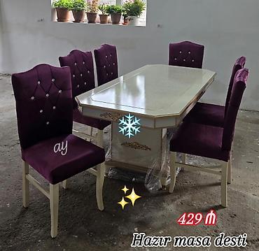 ağac: Hazır masa dəsti – 429 ₼ - Dəst: 1 ədəd yemək masası + 6 ədəd stul - — 1