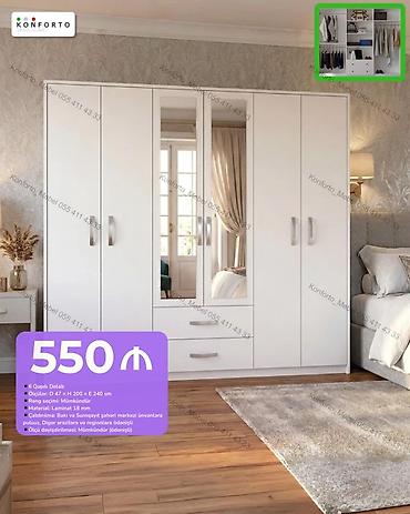 6 qapılı paltar dolabı - Ölçü: Dərinlik 47 × Hündürlük 200 × En 240