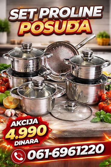 ormar dubine 40 cm: Set PROLINE posuđa – komplet od nerđajućeg čelika za svaku kuhinju. - — 1