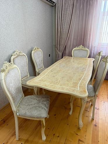 salon bas vanasi: Klassik üslubda yemək və qonaq otağı dəsti Tərkib: - Yemək masası + 6 — 4