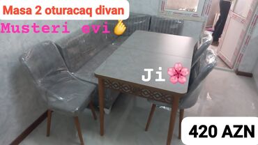 Divanlar: Mətbəx üçün, Açılmayan, Künc masa, 2 stul