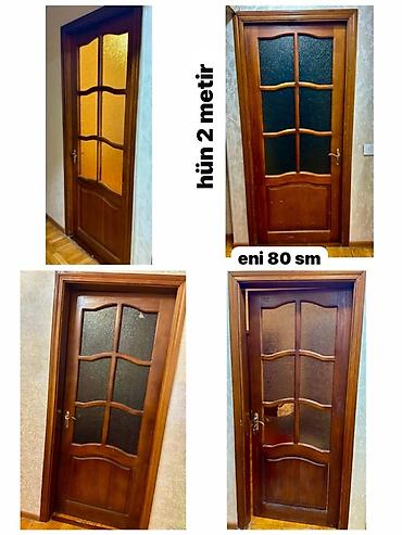Qapılar və aksessuarlar: Taxta otaq qapıları – şüşəli dizayn - Material: təbii taxta (klassik — 1