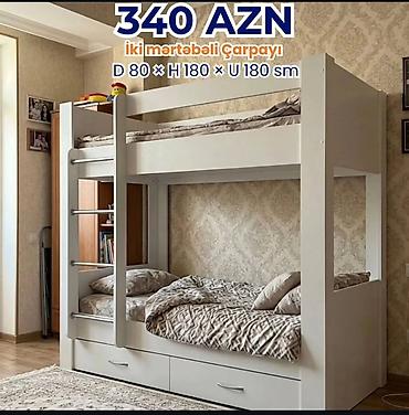 2 mertebe carpayı: İki mərtəbəli çarpayı Qiymət: 340 AZN (şəkildə göstərilib) Ölçülər — 1