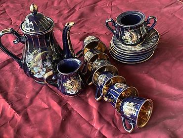 desler: Çay dəsti, rəng - Göy, Farfor, 6 nəfərlik — 2