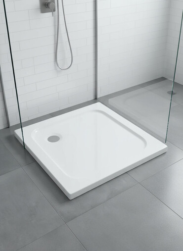 поддоны для душа размеры и цены: Квадратный душевой поддон белого цвета, предназначенный для установки