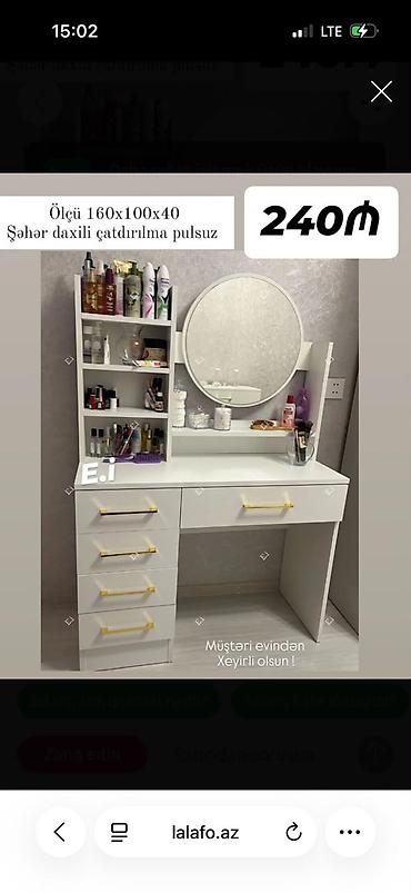 Oyuncaqlar: Ağ rəngdə makiyaj masası və güzgü dəsti - Ölçü: 160 x 100 x 40 sm - — 1