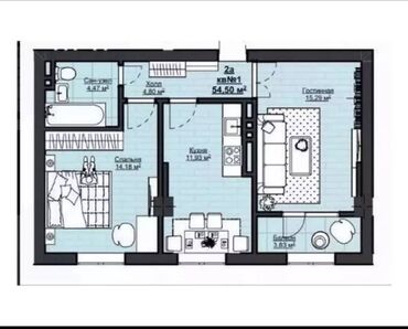 Продажа квартир: 2 комнаты, 55 м², Элитка, 3 этаж, ПСО (под самоотделку)