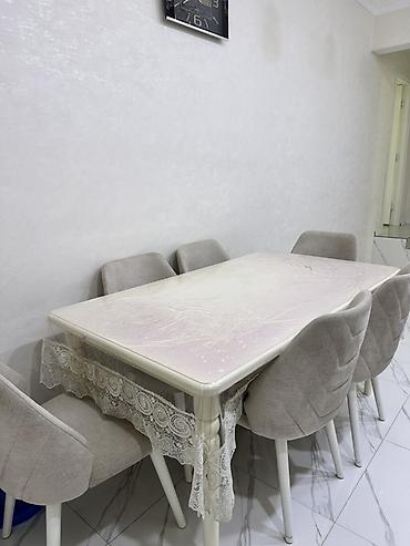 parda tul: Qonaq otağı üçün, Yeni, Açılmayan, Dördbucaq masa, 6 stul — 2
