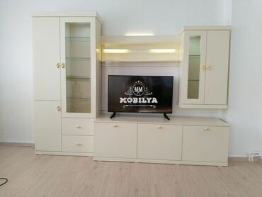 покупка мебели бу: Новый, Прямой ТВ стенд, С полками, Стеклянный, Азербайджан